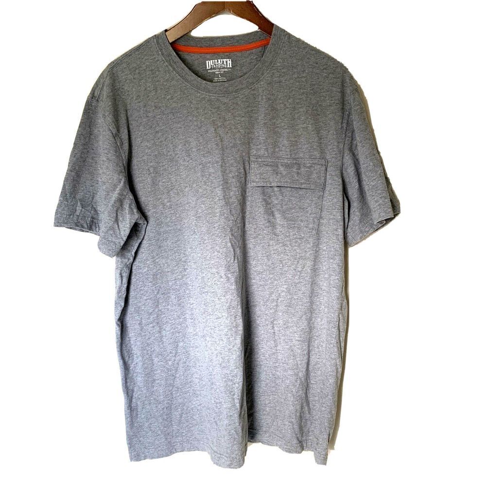 Duluth Trading Co‎ T-Shirt Mens Large Gray SS Spillfighter Longtail T